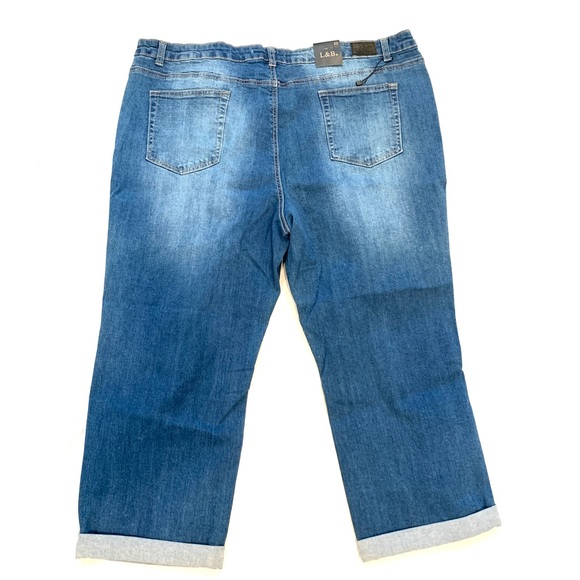 L&B Blue Distressed High Rise cropped Women’s Plus Jeans Size 22 New - Picture 7 of 13